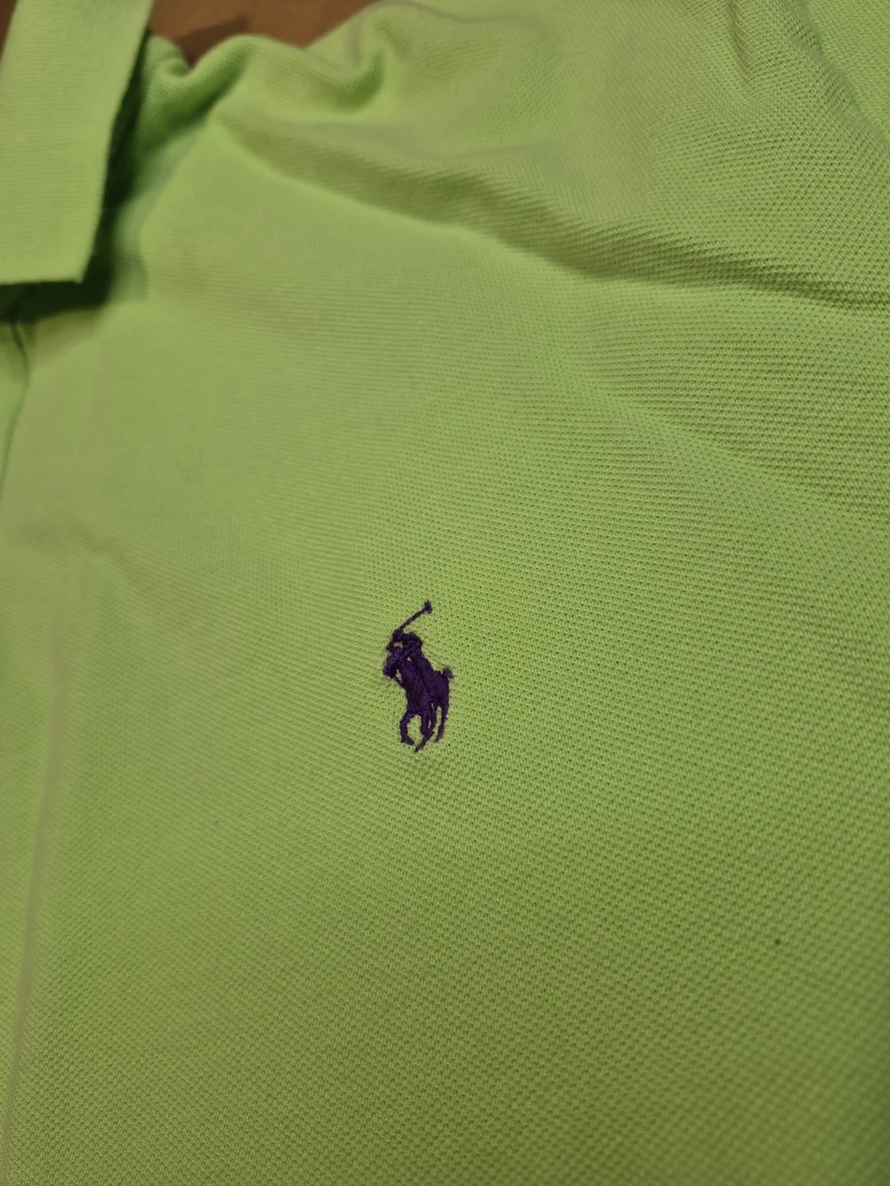 Ralph Lauren Polo Shirt in Lime Green with Purple Pony